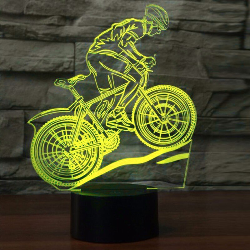 산악 자전거 라이딩 7 색 3D 야간 조명, LED 터치 USB 장식 선물 테이블 램프